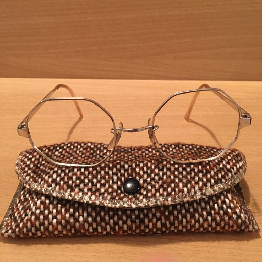 Gold Filled 70s Hex Frame SRO Eyeglasses Styl Rite Optics G.F. with Vintage Case